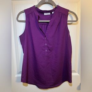 Sleeveless purple blouse